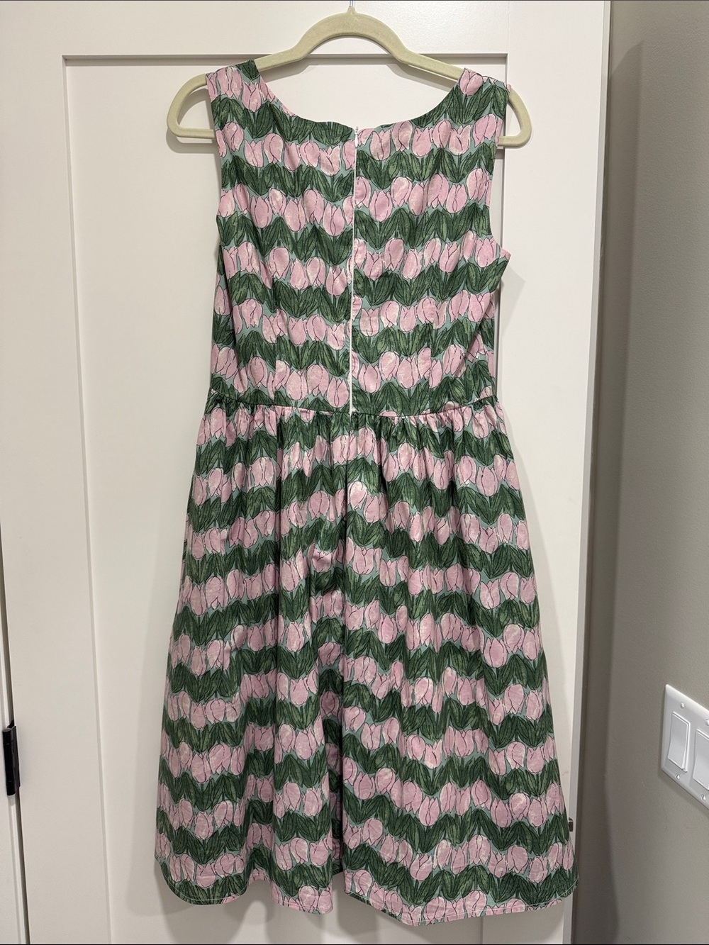 Sleeveless Pink & Green Floral Casual Dress - Picture 3 of 4